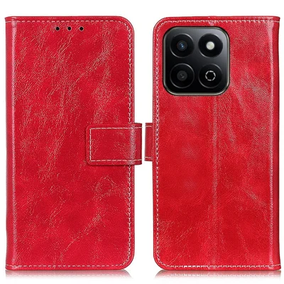 For Honor X7c 5G / X7c 4G / 200 Smart 5G / Play 60 Plus 5G Case Crazy Horse Texture Leather Phone Wallet Cover - Red