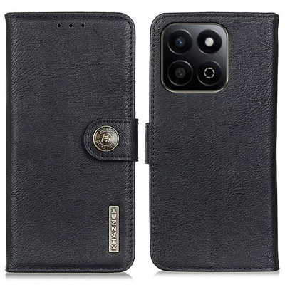 KHAZNEH For Honor X7c 5G / X7c 4G / 200 Smart 5G / Play 60 Plus 5G Wallet Case Cowhide Texture Leather Flip Phone Cover - Black