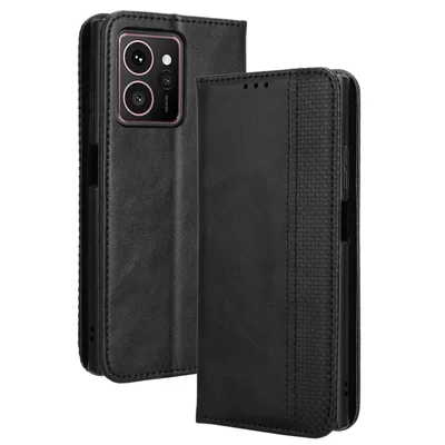 Voor HMD Skyline Lederen Hoes Portemonnee Stand Retro Structuur Telefoonhoes - Zwart