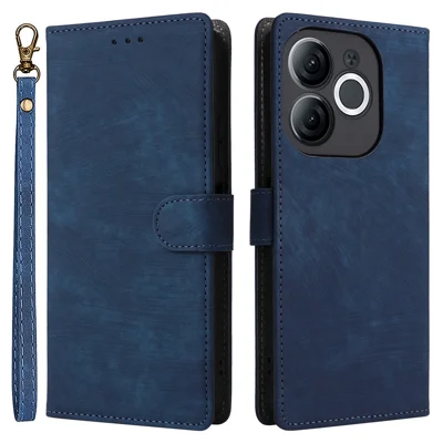 For itel A80 4G A671LC Wallet Case RFID Blocking PU Leather Cover Stand View - Blue