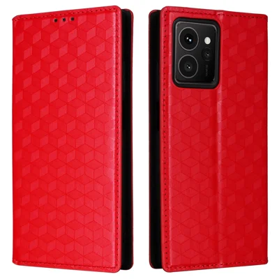 Portemonnee Hoesje voor HMD Skyline met Ruitvormig Gestempeld Leren Telefoonhoesje - Rood