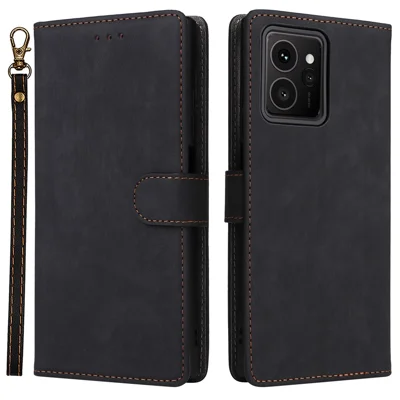 For HMD Skyline Wallet Case RFID Blocking PU Leather Cover Stand View - Black