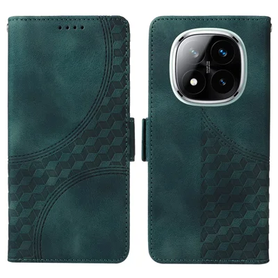 Voor Xiaomi Redmi Note 14 Pro+ 5G / Note 14 Pro 5G / Poco X7 5G hoesje PU lederen telefoonhoesje met ruitvormig sterrenpatroon - Groen