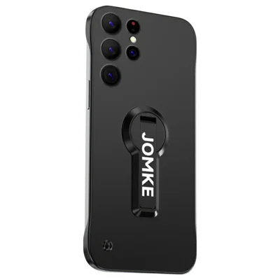 For Samsung Galaxy S23 Ultra Case Hard PC Frameless Baking Paint Kickstand Phone Cover - Black