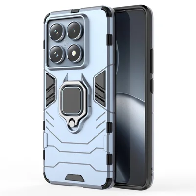 For Xiaomi 14T Pro Case PC+TPU Protective Phone Cover with Ring Kickstand - Blue