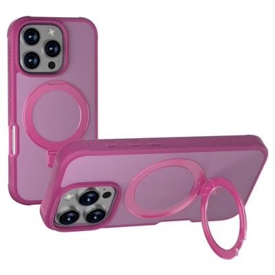 GW20 voor iPhone 16 Pro hoes compatibel met MagSafe, hoesje met TPU+PC en standaard voor huidgevoel - Roze