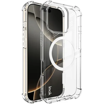 IMAK för iPhone 16 Pro Clear Case kompatibel med MagSafe stötsäkert PC+TPU mobilskal