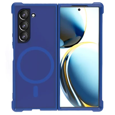 For Samsung Galaxy Z Fold5 5G Magnetic Case TPU+PC Matte Phone Cover - Blue