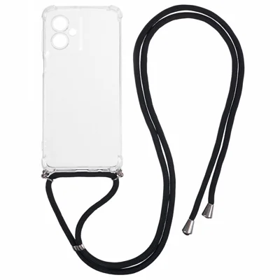 For Motorola Moto G55 5G Case Reinforced Corner TPU Clear Phone Cover with Lanyard