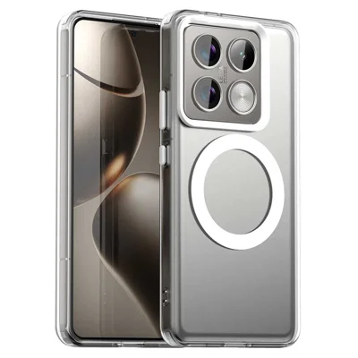 Candy Series For Xiaomi 14T Pro Magnetic Case PC+TPU+PET Anti-Drop Phone Cover - White