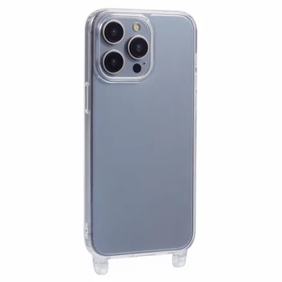 For iPhone 15 Pro Max Case TPU 1.8mm Clear Phone Cover with Lanyard Holes