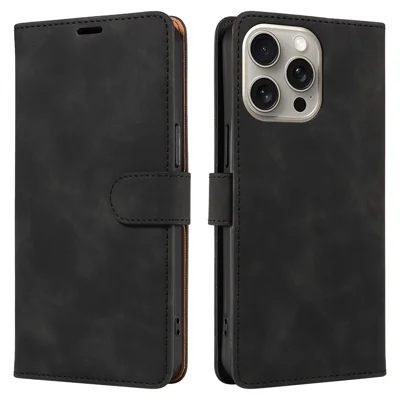 For iPhone 14 Pro Max Case RFID Blocking Wallet Stand Leather Flip Phone Cover with Slim Strap - Black