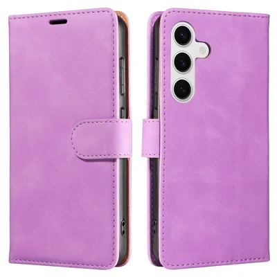 For Samsung Galaxy S23 FE Case RFID Blocking Wallet Stand Leather Flip Phone Cover with Slim Strap - Purple
