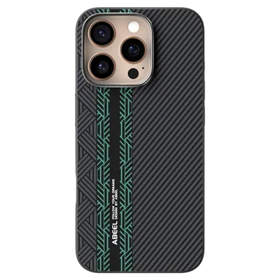 ABEEL For iPhone 16 Pro Max Case PC + TPU + Aluminum Alloy + PU Leather Slim Phone Back Cover Compatible with MagSafe - Texture 2
