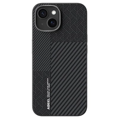 ABEEL For iPhone 14 Case PC + TPU + Aluminum Alloy + PU Leather Slim Phone Back Cover Compatible with MagSafe - Texture 3