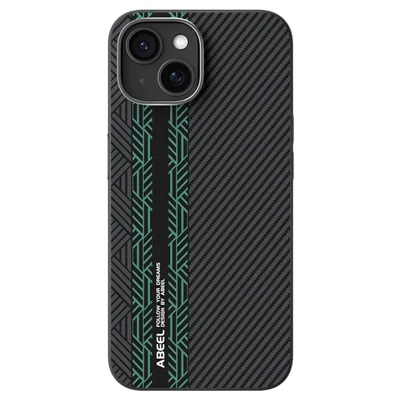 ABEEL pour iPhone 13 Coque en PC + TPU + Alliage d'aluminium + Cuir PU Compatible avec MagSafe - Texture 2