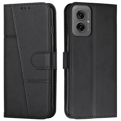 Voor Motorola Moto G55 5G Hoesje Stand Flip Beschermende Leren Telefoonhoes - Geel