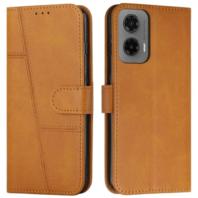 For Motorola Moto G35 5G Case Stand Flip Protective Leather Phone Cover - Yellow
