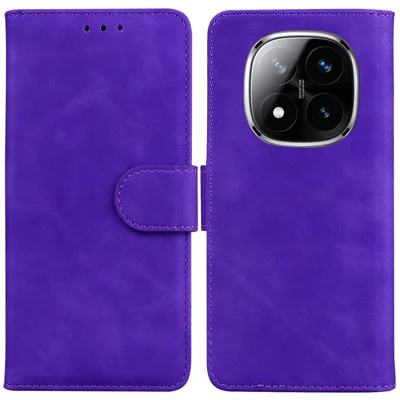 For Xiaomi Redmi Note 14 Pro 5G / Poco X7 5G Case Solid Color Leather Wallet Phone Cover - Purple