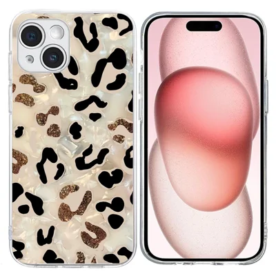 For iPhone 15 Plus Case Pattern Printing Shockproof Soft TPU Phone Cover - Leopard Print
