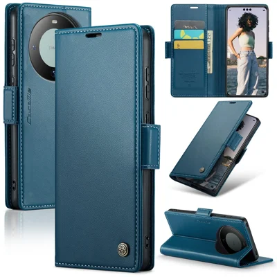CASEME For Huawei Mate 60 Pro+ / Huawei Mate 60 Pro Leather Case  023 RFID Blocking 3 Card Slot Mobile Cover - Blue