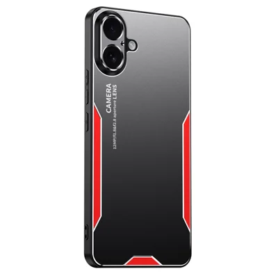 Telefoonhoesje voor iPhone 16 Plus Aluminiumlegering TPU PC achterkant - Rood