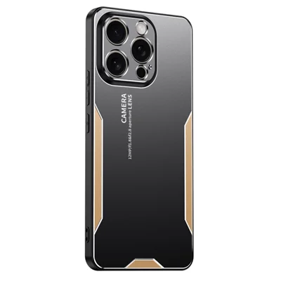 For iPhone 16 Pro Phone Case Aluminium Alloy TPU PC Back Cover - Gold