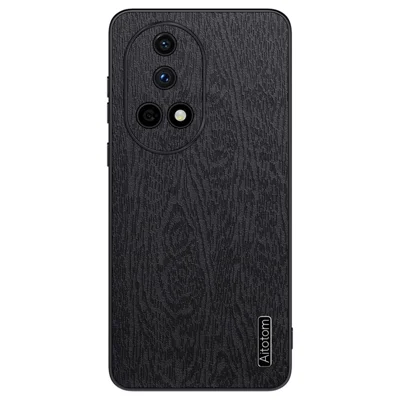 For Huawei nova 13 Case Wood Texture PU Leather Coated PC+TPU Phone Cover - Black