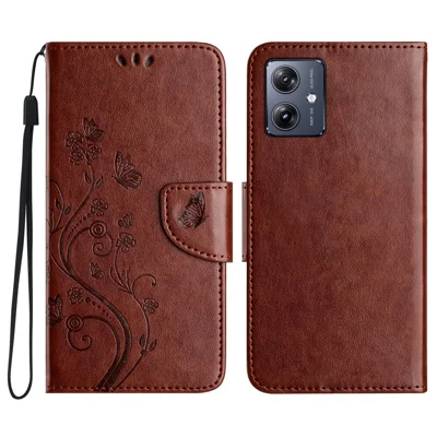 For Samsung Galaxy A06 4G Case Imprinted Mini Butterfly Leather Wallet Phone Cover - Brown