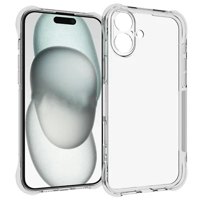 For iPhone 16 Plus Clear Phone Case 2.0mm Thickness Shockproof TPU Phone Cover