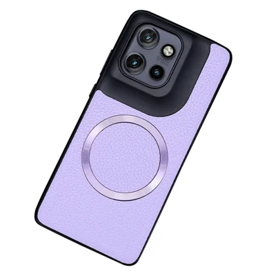 For Motorola Edge 60 Neo 5G / Edge 50 Neo 5G / Moto S50 5G / ThinkPhone 25 5G Magnetic Case Litchi Texture PU Leather+TPU Phone Cover - Light Purple