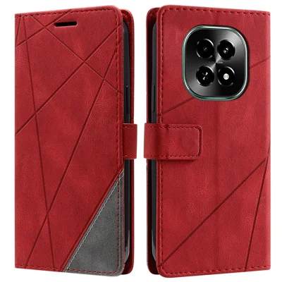 Leather Case for Realme C63 5G / V60 5G / V60s 5G Splicing Wallet Phone Cover - Red