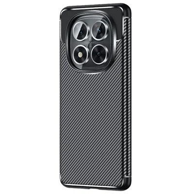 Til Xiaomi Redmi Note 14 Pro 5G / Poco X7 5G Etui med struktur af kulfiber TPU telefondæksel til varmeafledning