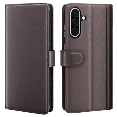 For Samsung Galaxy A36 5G / A56 5G Case Genuine Split Leather Phone Cover with Wallet Stand - Brown