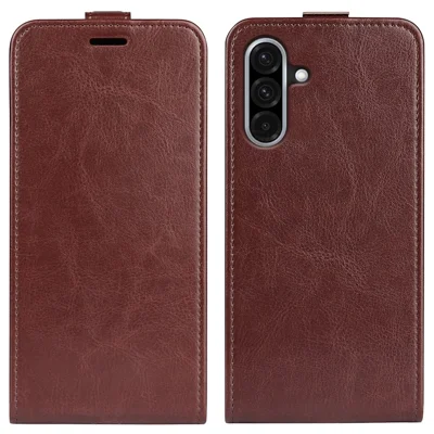 For Samsung Galaxy A36 5G / A56 5G Case with Card Slots Vertical Flip Leather Phone Cover - Brown