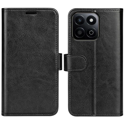Til Honor 200 Smart 5G / X7c 4G Wallet Case Crazy Horse-struktur stående lærtelefondæksel - Sort