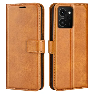 Voor HMD Skyline Stand Case Anti-Kras Calfstructuur Leren Telefoonhoes - Geel