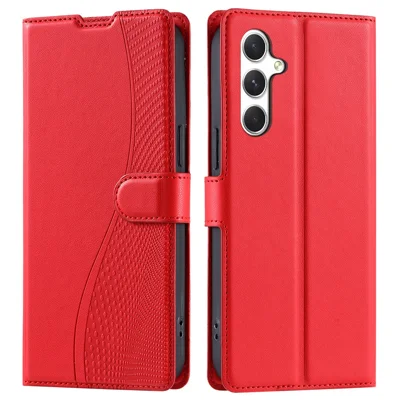 For Samsung Galaxy A24 4G (162.1 x 77.6 x 8.3mm) Case Dots Imprinted PU Leather Flip Phone Cover with Card Slot, Strap - Red