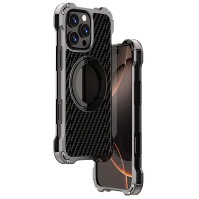 R-JUST RJ-51 Obudowa na iPhone 16 Pro Max Kompatybilna z MagSafe Stojak PC + Pokrywa z Aluminium i Stopów