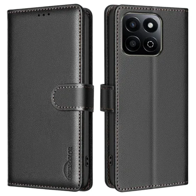 BINFEN COLOR BF32 For Honor X7c 5G / X7c 4G / 200 Smart 5G Leather Case Wallet RFID Blocking Phone Cover - Black