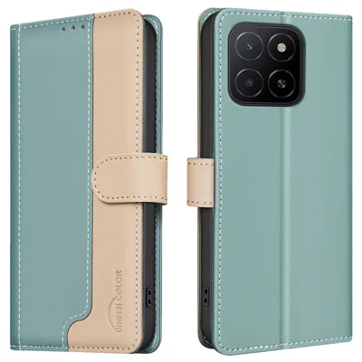 BINFEN COLOR BF33 dla Honor X5b Etui Skórzane Kolorowe RFID Blocking - Zielony