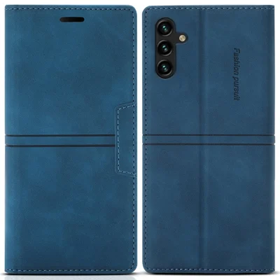 For Samsung Galaxy S24 FE Wallet Case Magnetic Closing Leather Phone Cover - Blue
