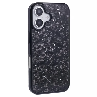For iPhone 16 Magnetic Case Forged Texture Aramid Fiber+TPU Anti-Slip Phone Cover - Silver