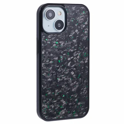 For iPhone 15 Magnetic Case Forged Texture Aramid Fiber+TPU Anti-Slip Phone Cover - Green