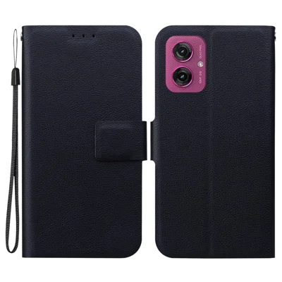 For Motorola Moto G55 5G Case Ultra-Thin PU Leather + TPU Phone Cover with Card Slot - Black