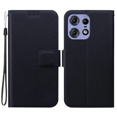For Motorola Edge 50 Pro 5G Case Ultra-Thin PU Leather + TPU Phone Cover with Card Slot - Black