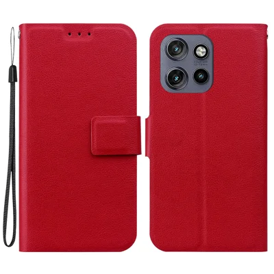 For Motorola Edge 60 Neo 5G / Edge 50 Neo 5G / Moto S50 5G / ThinkPhone 25 5G Case Ultra-Thin PU Leather + TPU Phone Cover with Card Slot - Red