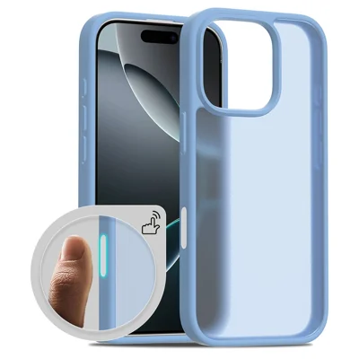 Bulk Purchasing For iPhone 16 Pro Case Skin-Touch TPU+PC Matte Phone Cover with Camera Control Button - Blue