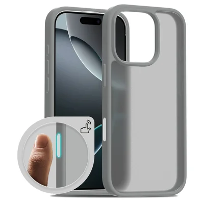Bulk Purchasing For iPhone 16 Pro Max Case Skin-Touch TPU+PC Matte Phone Cover with Camera Control Button - Grey