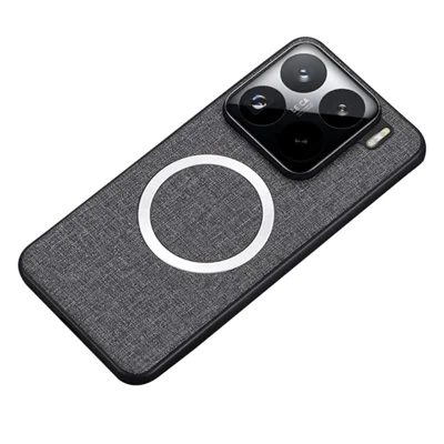 For Xiaomi 15 Magnetic Case Drop-Proof TPU+Cloth Back Phone Cover - Grey